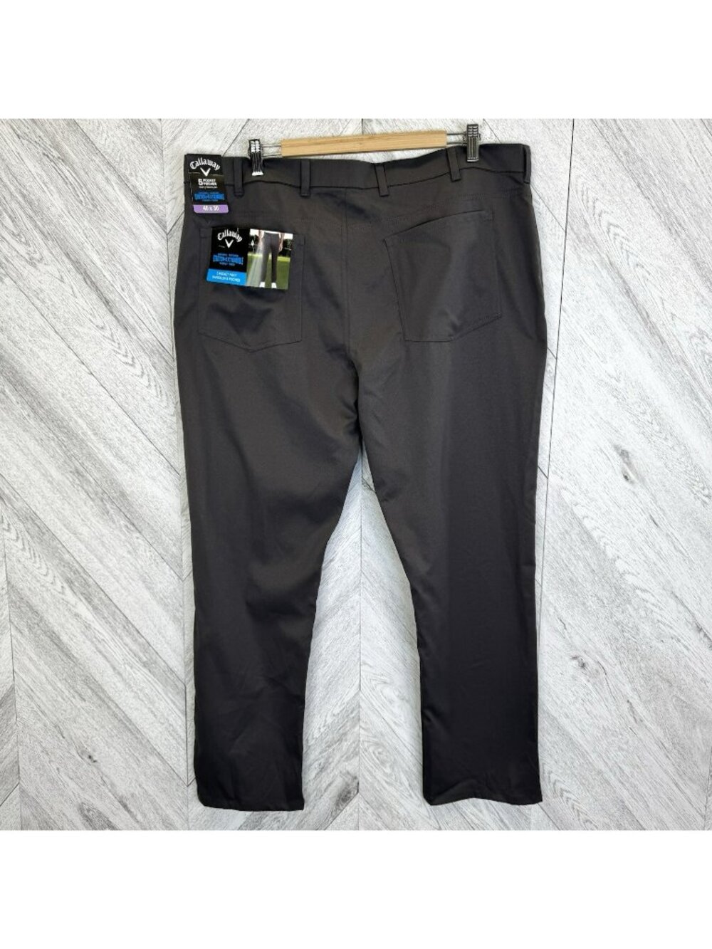 NWT Callaway Golf 5 Pocket Pant Mens Size 40x30 Gray Flat Front Stretch